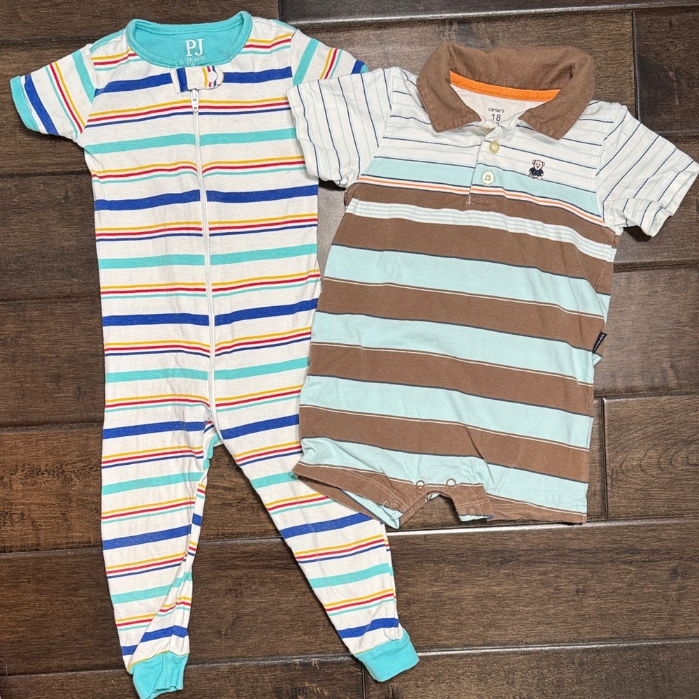 💜3/$15 Striped one piece pajamas and a romper